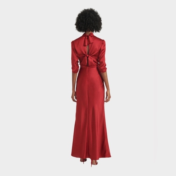 New! SALONI Adele Red Silk-Satin Maxi Dress With Open Back Ties ♥️ size 8 - Picture 6 of 16